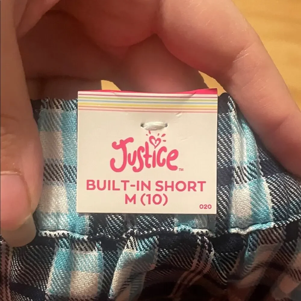 Justice Blue Plaid Mini Skirt skort medium
